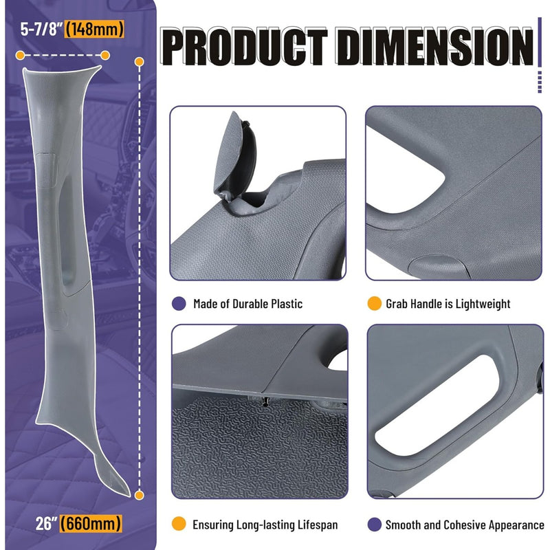 A Pillar Grab Handle Interior Trim Left Driver Side Compatible with 2011-2016 Ford F-250 F-350 F-450 F-550 Super Duty Replacement for BC3Z-2503599-AC - Gray LYAP-060-GRAY-L