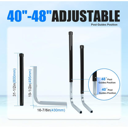 ECOTRIC 40"-60'' Boat Trailer Post Guides Fits Frames up to 3" W x 4-1/4" H Boating & Sailing Poles Guide Bars for Canoe Fishing Boat Kayak Ski Boat 2Pcs