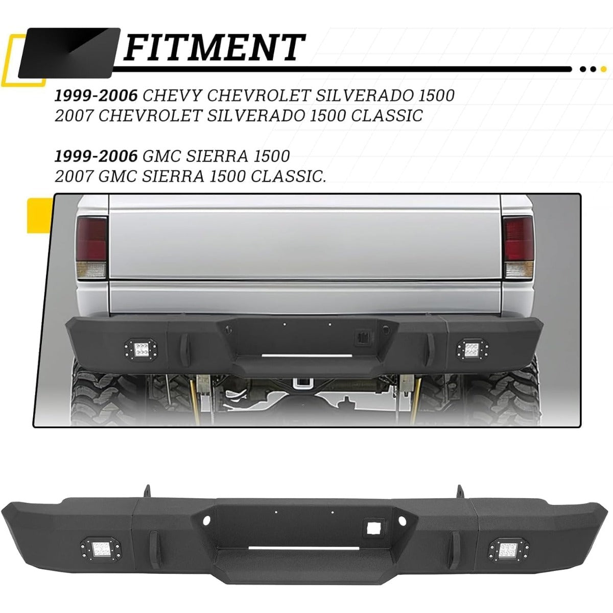 KUAFU Bumper Compatible with 1999-2007 Silverado