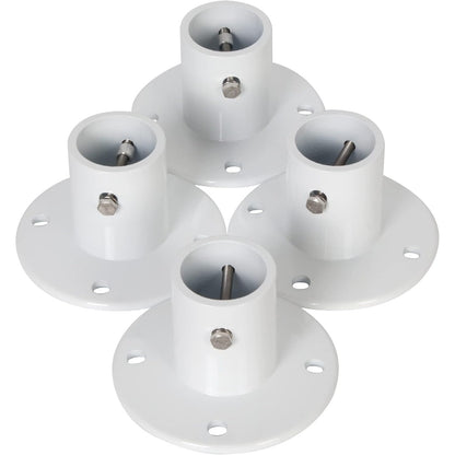 HECASA Deck Anchor Flange Cast Above Ground Pool Ladders Handrails or Slide | 1 7/8" Inch Diameter of 1.9" Aluminum White (4PC)