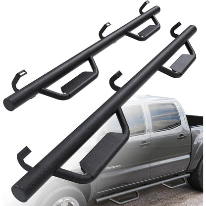 Running Boards Compatible with 2005-2023 Toyota Tacoma Double Cab Dropped Steps Side Steps Hoop Bar Nerf Bars Door (Matte Black)