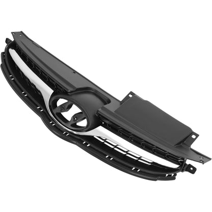 Front Upper Grille Compatible with 2011-2013 Hyundai Elantra Sedan 86350-3X000 Bumper Radiator Hood Grill Assembly Chrome Black+Silvery