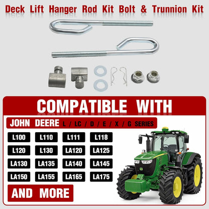 Deck Lift Hanger Rod Kit Bolt & Trunnion Kit Replacement for GX21718 GX24864 14M7400 Compatible with John Deere E130 E140 E150 LA120 D100 Set of 2