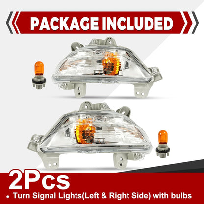 HECASA Pair Bumper Turn Signal Lights Compatible with 2014-2016 Mazda 3 Front Turn Signal Lamp Driver & Passenger Side Clear Lens Replacement for MA2530119 MA2531119 B45A51350A B45A51360A
