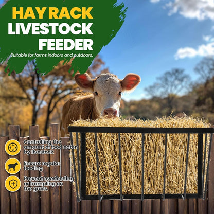 KUAFU Hay Feeder Goat Wall Mount Sheep Hay Rack Horses Feeding Trough Gallo