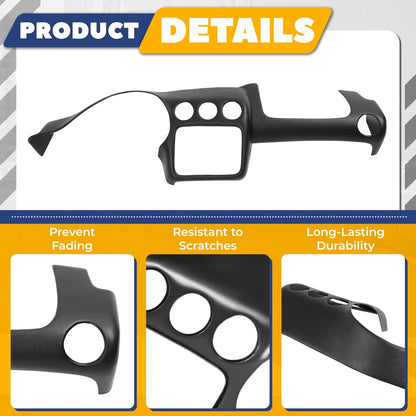 Dashboard Cover Compatible with 1997-2002 Pontiac Firebird ABS & PVC Plastic Painted & Textured Matte Black