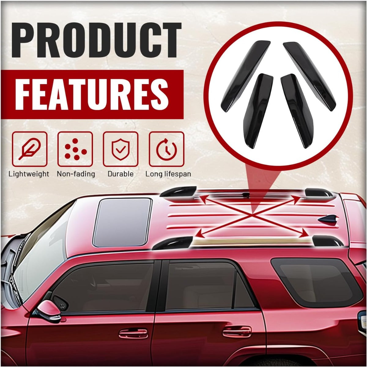 4Pcs Roof Rack Rail End Cover Shell Cap Compatible with 2003-2009 Toyota 4Runner SW4 N210 Black Roof Rail Bar Cover Shell Protection