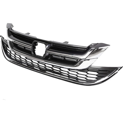Front Upper Bumper Hood Grill & Lower Mesh Chrome Grille Compatible with 2010-2011 Honda CRV CR-V