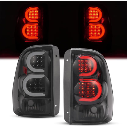 HECASA Pair LED Tail Lights Compatible with 2002-2009 Chevy Chevrolet Trailblazer Base|LS|LT|LTZ| SS|EXT LS|EXT LT|North Face|EXT North Face Rear Brake Lamp LH&RH - Smoke Lens Black Housing, MO-3454