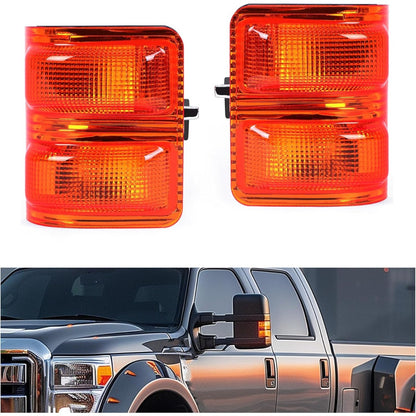 HECASA Side Mirror Marker Lights Compatible with 2008-2016 Ford F250 F350 F450 F550 Super Duty Turn Signal Light Lamp Amber Lens Pair