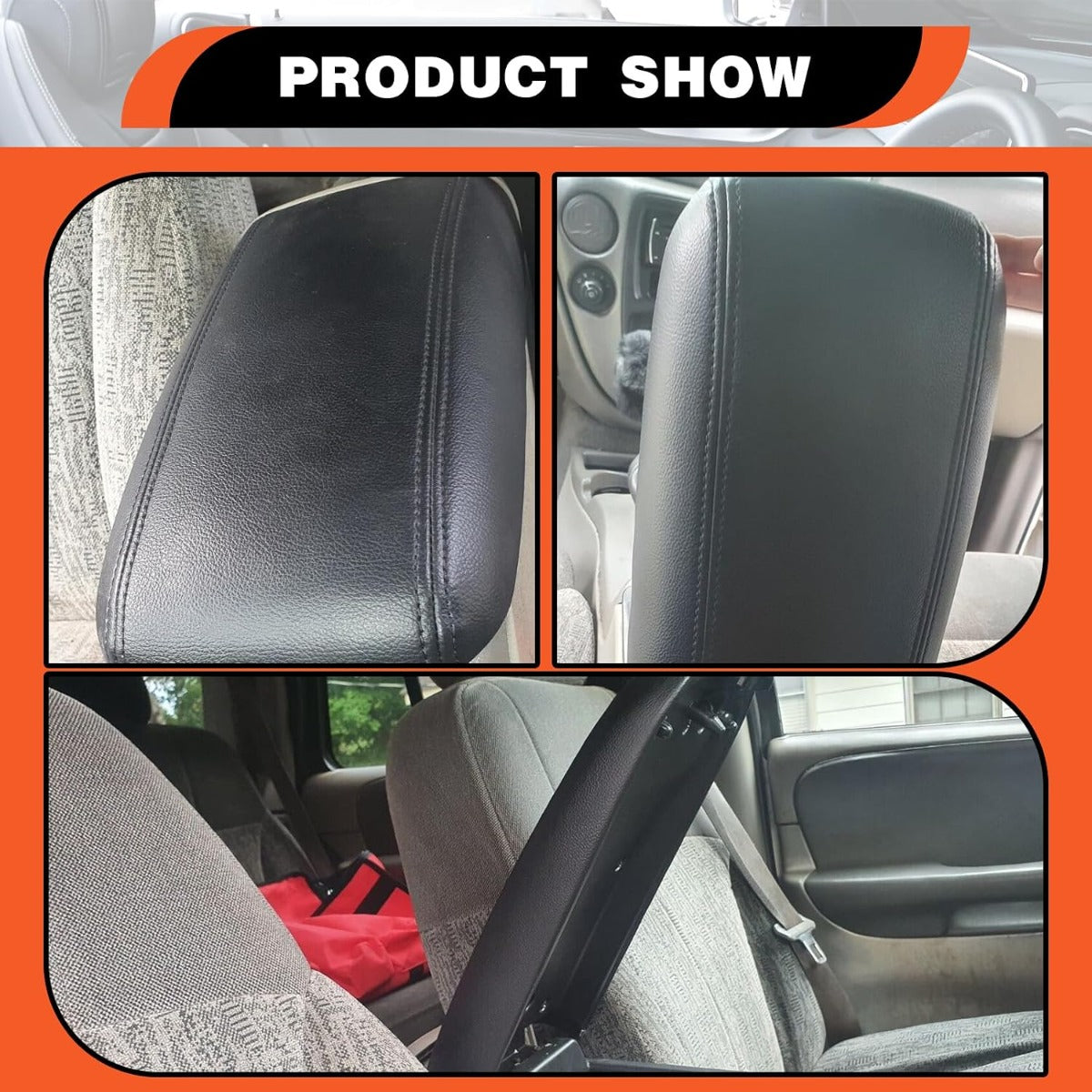 Center Console Armrest Lid W/Latch Compatible with 02-09 Trailblazer Envoy 03-08 Ascender 05-09 Saab 9-7x 02-04 Bravada 04-07 Rainier Replace for 25998847 25998844 25998838 (W/Leather Cover)
