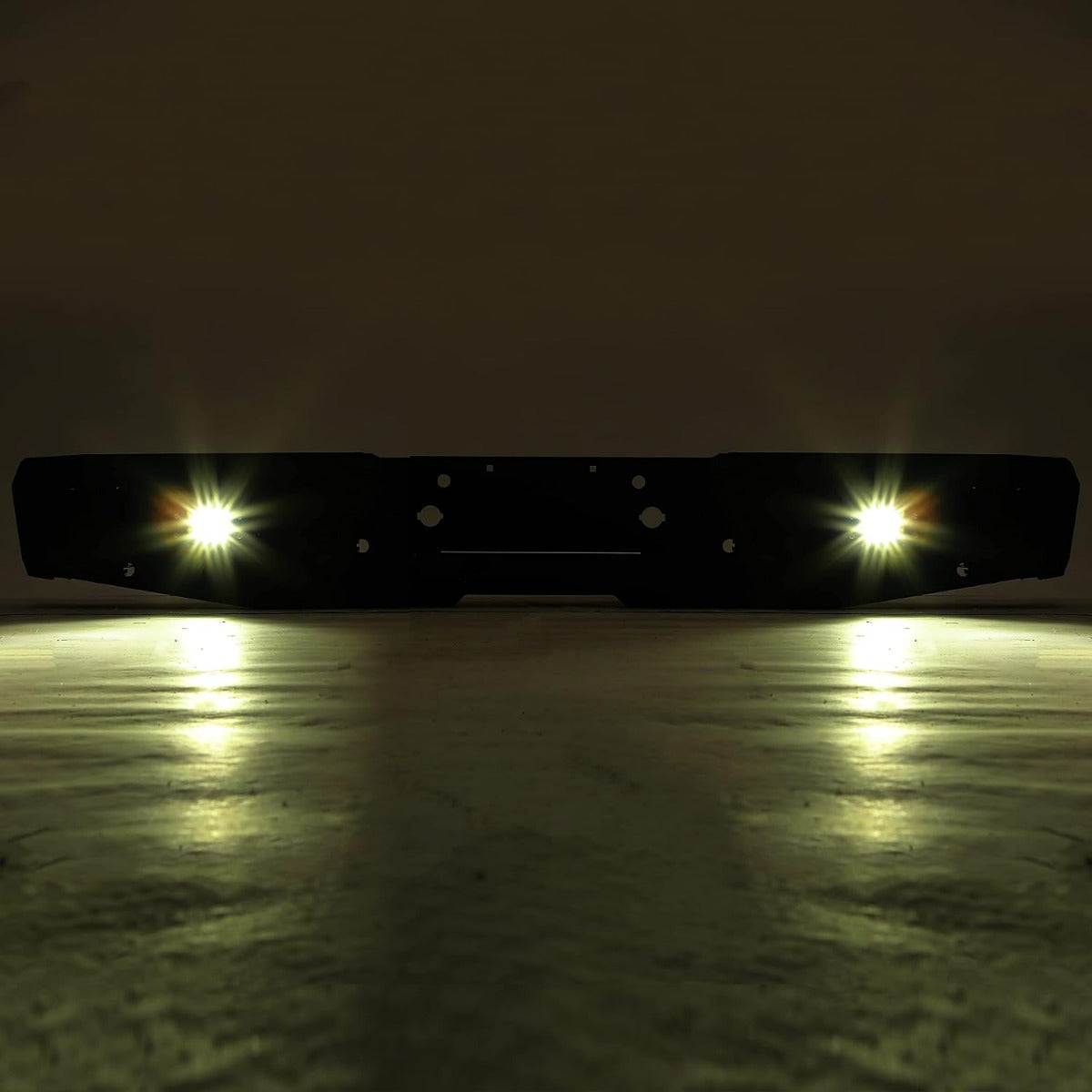ECOTRIC Offroad Rear Bumper Compatible with 1999-2016 Ford F250 F350 Super Duty, W/2 18W LED Lights Powder Coated Heavy Duty Steel Black