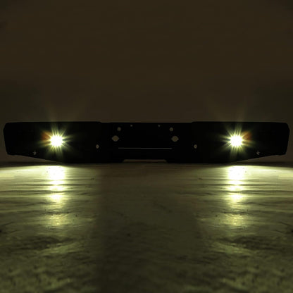 ECOTRIC Offroad Rear Bumper Compatible with 1999-2016 Ford F250 F350 Super Duty, W/2 18W LED Lights Powder Coated Heavy Duty Steel Black