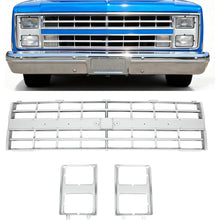 Front Grille Grill & Headlight Bezel Compatible with 1985-1988 Chevy C10/C20/C30/K5/K10/K20/K30/R10/R20/R30/V10/V20/V30 Blazer Suburban 15598727 15598728 GM1200140 GM2513126 Chrome