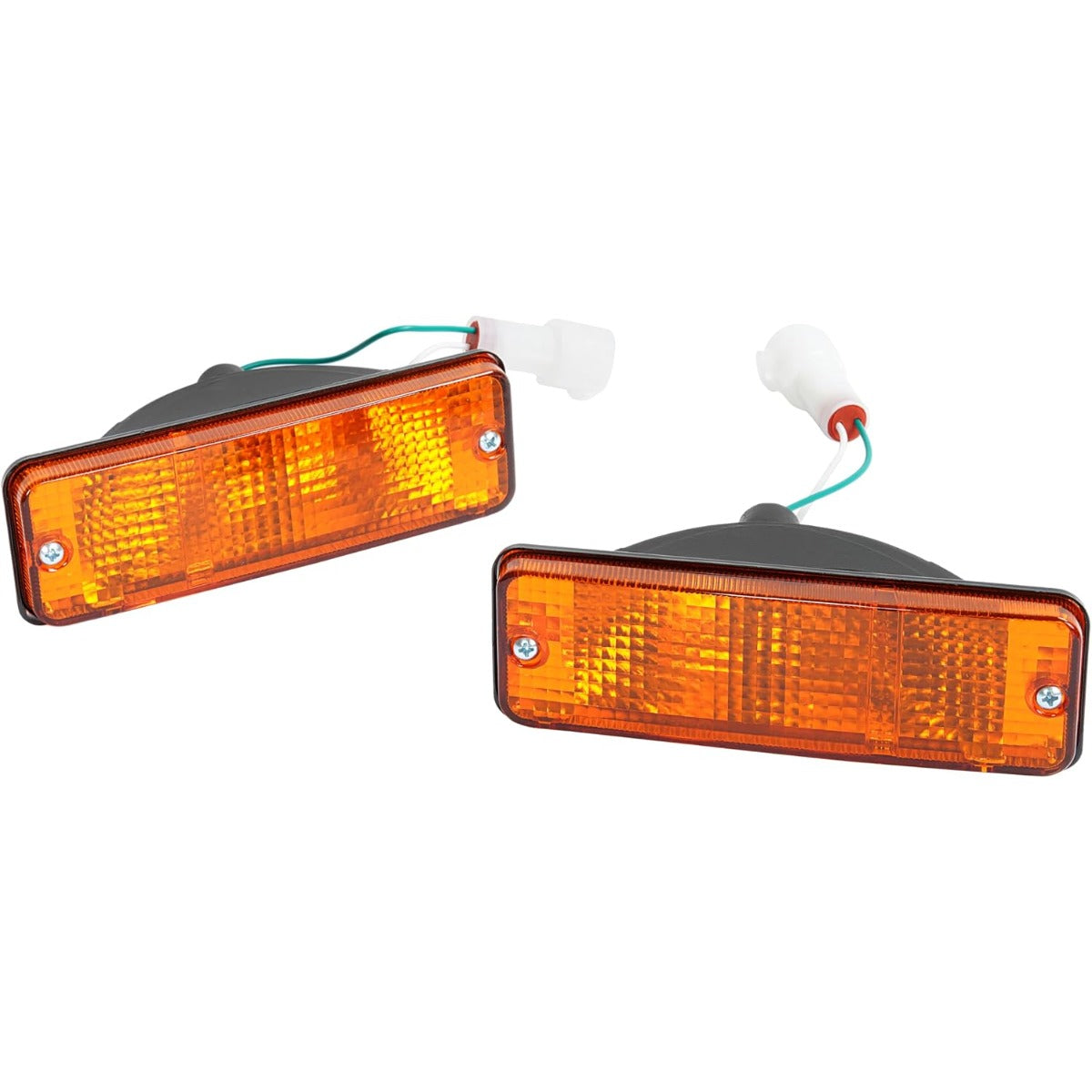 HECASA Turn Signal Lights Compatible with 1984-1988 Toyota 4Runner/Pickup, Front Bumper Lamps w/Bulbs Replacement for TO2521105 TO2530106, Left Driver And Right Passenger Side Yellow Lens