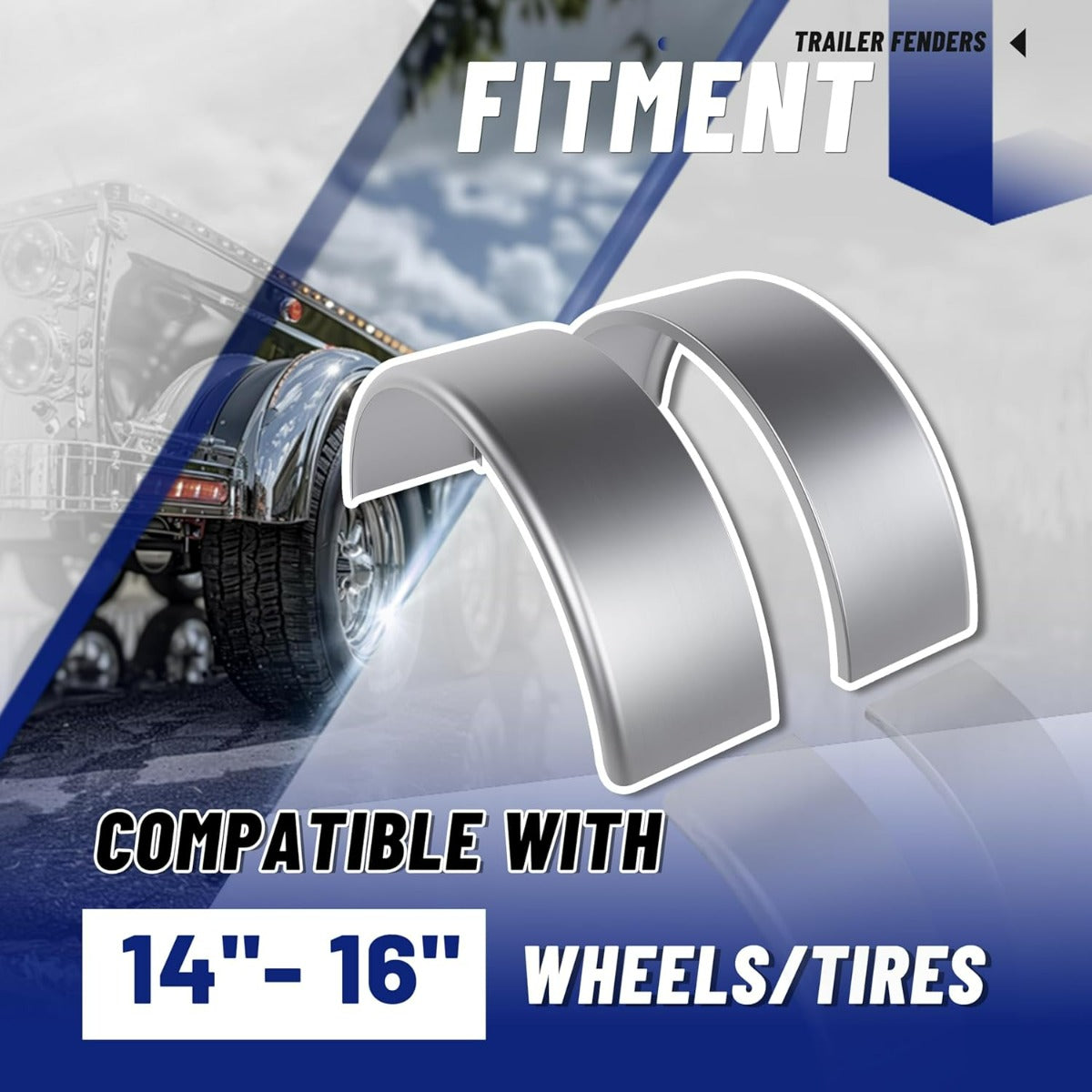 Round Trailer Fenders W/Fender Backs 32-1/8 Inchesx 9-1/8 Inches x 14-3/8 InchesFit 14 Inches-16 Inches Wheels Compatible with Car Hauler Cargo Utility Trailer Landscape Trailer 2 Pack LYAM-432