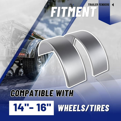Round Trailer Fenders W/Fender Backs 32-1/8 Inchesx 9-1/8 Inches x 14-3/8 InchesFit 14 Inches-16 Inches Wheels Compatible with Car Hauler Cargo Utility Trailer Landscape Trailer 2 Pack LYAM-432