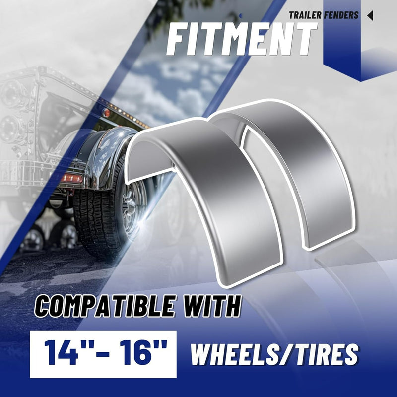 Round Trailer Fenders W/Fender Backs 32-1/8"x 9-1/8" x 14-3/8"Fit 14"-16" Wheels Compatible with Car Hauler Cargo Utility Trailer Landscape Trailer 2 Pack LYAM-432
