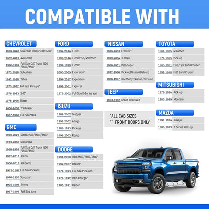2Pcs Silvery Aluminum Side Step Compatible with Chevy Chevrolet GMC Ford Isuzu Mitsubishi Dodge Jeep Nissan Toyota Mazda Side Hoop Step Polishing