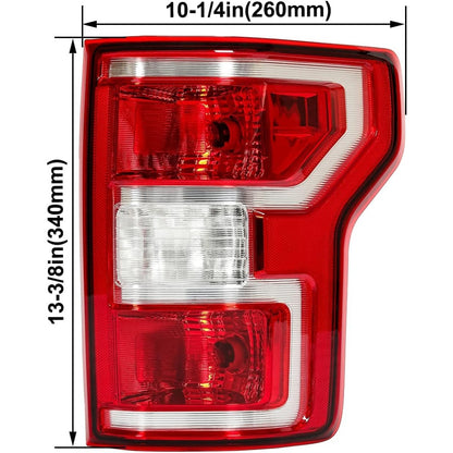 KUAFU Rear Tail Light with Bulbs Compatible with 2018-2020 Ford F-150 Replacement for JL3Z-13405-H JL3Z-13404-H FO2800265 FO2801265 Pair Taillights Red Lens Chrome Housing