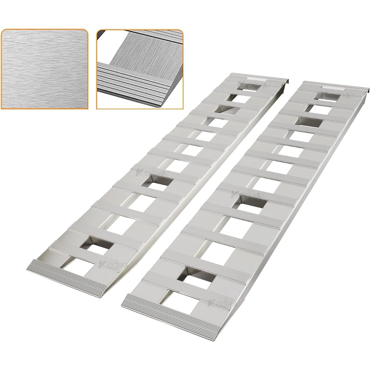 72 X 14.87 X 2.5 Inch 6000 LBS Truck Car Auto Trailer Ramps Aluminum Universal Loading Ramp for Motorcycle Tractor ATV/UTV Trucks Lawn Mower Hook Attaching End Knife Foot Silver