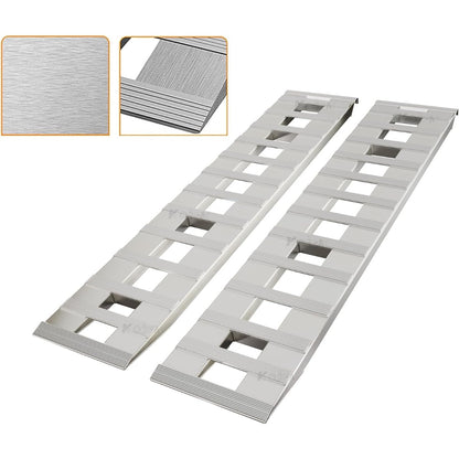 72 X 14.87 X 2.5 Inch 6000 LBS Truck Car Auto Trailer Ramps Aluminum Universal Loading Ramp for Motorcycle Tractor ATV/UTV Trucks Lawn Mower Hook Attaching End Knife Foot Silver