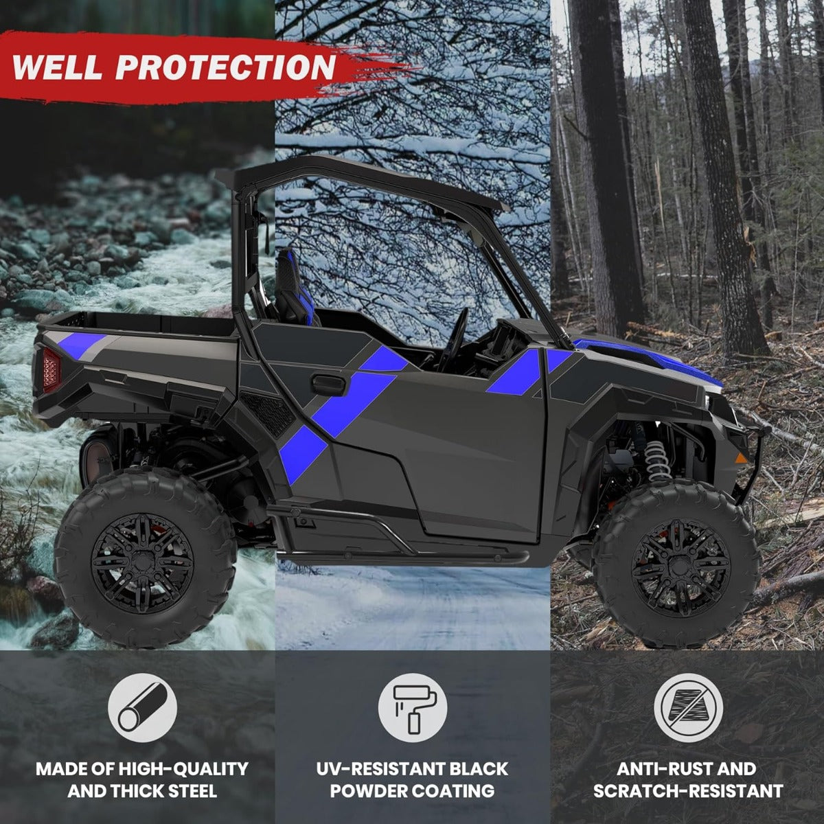 Nerf Bar Rock Sliders Compatible with 2016-2025 Polaris General 1000/XP 1000/INTL General 1000 EPS Deluxe Premium Sport 2 Seat Left & Right Side Step Tree Kickers