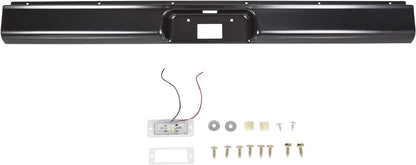 Rear Roll Pan License Plate Compatible with 1973-1987 Chevy GMC C10 C20 C30 K10 K20 K30 Silverado Fleetside Styleside Bed Steel Bumper Roll Pan W/LED Light Black LYAM-399