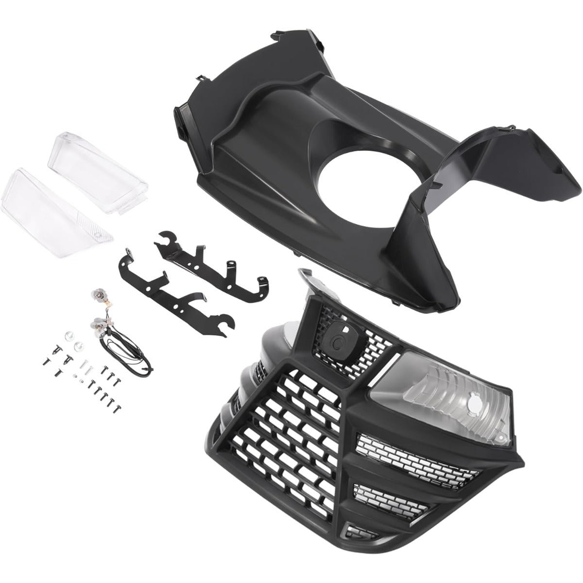 HECASA Complete Hood Kit Hood Side Panel Upper Hood Front Grille w/Headlight Compatible with John Deere X300 X304 X310 X320 X350 X370 X384 X394 Replacement for AUC13489 AUC13490 M168883 M168888