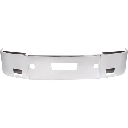 ALMULOO Front Bumper 3Pcs Comaptible with 2006-Up Peterbilt 386 Steel Chrome Silvery
