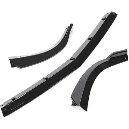 KUAFU 3Pcs Front Bumper Lip Splitter Compatible with 2012-2014 Mercedes Benz W204 C180 C200 C220 C250 C300 Sport Models Under Chin Spoiler Air Dam (Black)