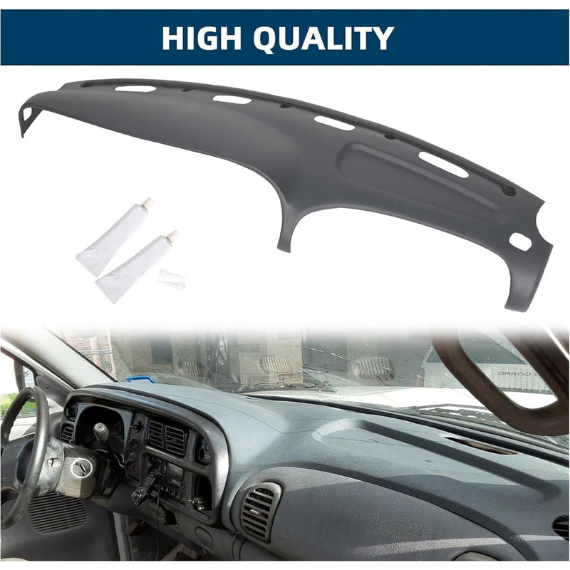 Dash Cover Overlay Compatible with 1998-2001 Dodge Ram 1500, 1998-2002 Dodge Ram 2500 Base/Dodge Ram 3500 Base Trucks Gray Dashboard Dash Cap Pad Bezel Molded Protector LYAP-299S-2