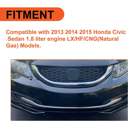 Front Grill Compatible with 2013 2014 2015 Honda Civic Sedan HO1200216 HO1202109 71121TR3A01 71122TR3A01 Front Bumper Hood Grille W/Chrome Molding