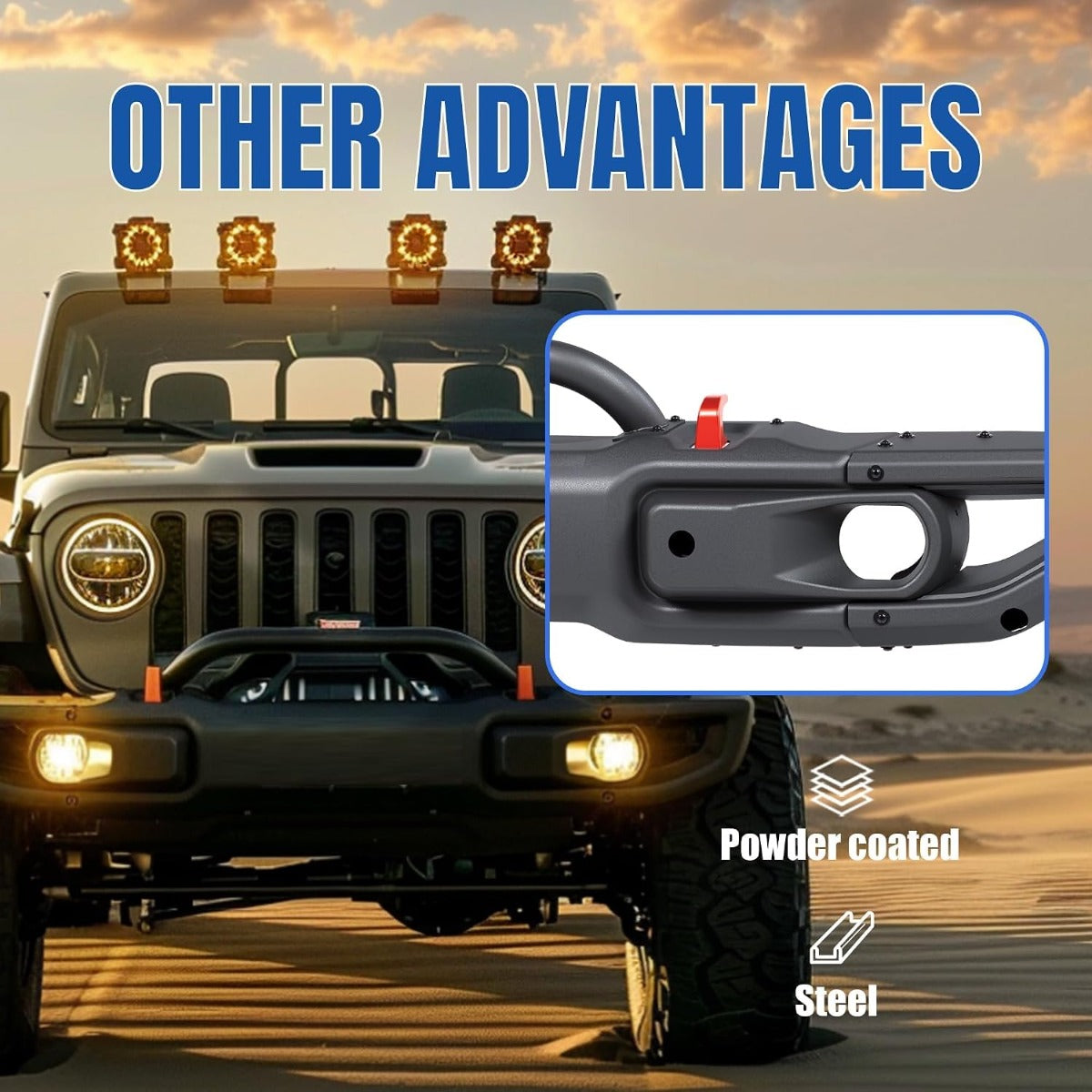 KUAFU Front Bumper Compatible with 2018-2025 Jeep Wrangler JL