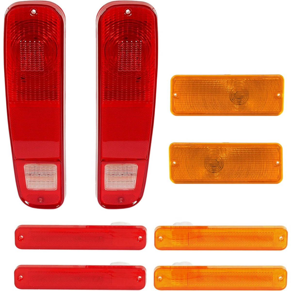 HECASA 8PCS Tail Lights & Front Parking Lights & Side Markers Kit Compatible with 1973-1977 Ford Pickup Red+Amber Lens