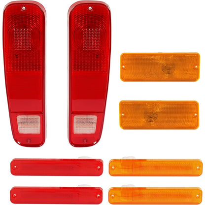 HECASA 8PCS Tail Lights & Front Parking Lights & Side Markers Kit Compatible with 1973-1977 Ford Pickup Red+Amber Lens