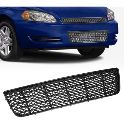 Front Bumper Upper + Lower Grille Compatible with 2006-2013 Chevy Impala 2014-2016 Chevrolet Impala Limited Replacement for GM1200551 Hood Black Mesh Grill Insert Guard Plastic(ABS+PP)