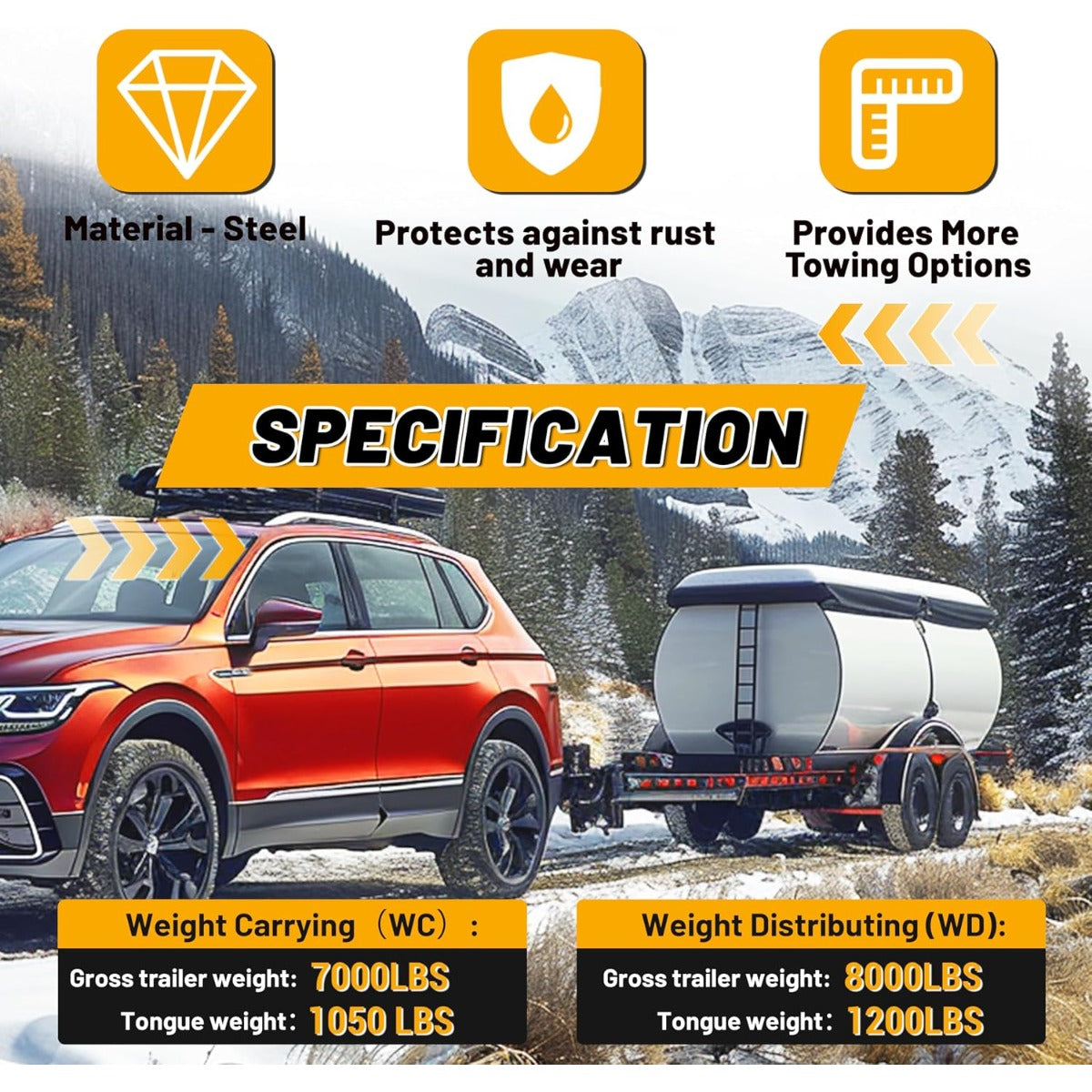 Kojem Trailer Hitch Compatible with 2016-2023 Tacoma 2" Receiver Tow Hitch