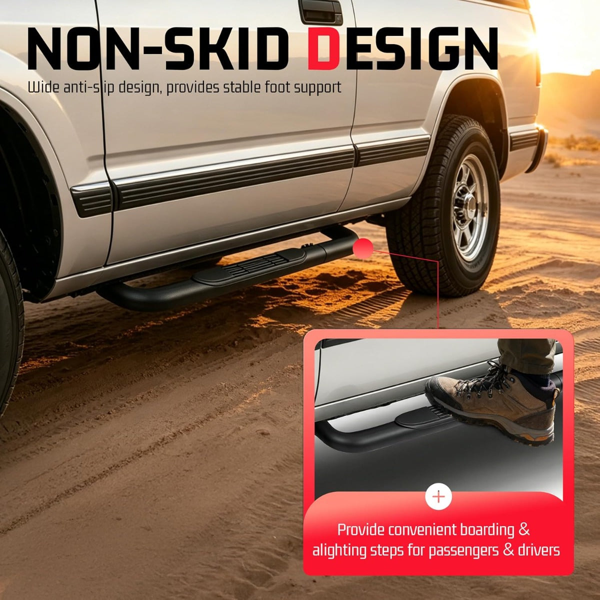 ALMULOO Pair Side Steps Compatible with 1988-1998 Chevy Chevrolet/GMC C/K Pickup Blazer Tahoe Yukon 2-Door Regular Cab Running Boards Step Bars Steel+Plastic Powder Coated Black Left + Right Side
