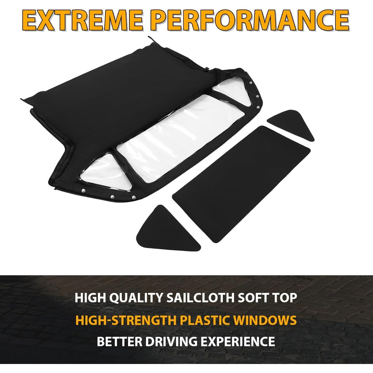 Convertible Soft Top for 1970-1980 MG Midget Black Sailcloth Vinyl Top & Clear Plastic Window