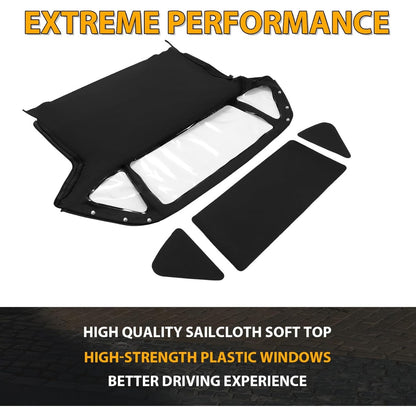 Convertible Soft Top for 1970-1980 MG Midget Black Sailcloth Vinyl Top & Clear Plastic Window
