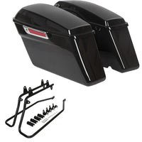 Load image into Gallery viewer, KUAFU Saddle Bags Trunk W/Lid &amp; Latch Key with Black Bracket Compatible with 1984-2017 Harley Davidson Softail Models Saddlebag Conversion Bracket Kit Support Mounts 2 Packages LTS+LYHD-08-B
