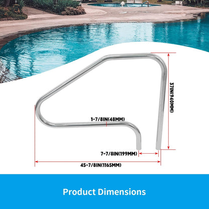 HECASA Pool Handrail Grab Rail Railing 37" x 45.8" Swimming Pool Hand Rail Inground Pool Stair Rail Safety Rail Entry Rail Handle Pool Grab Ladder 304 Stainless Steel W/O Anchors