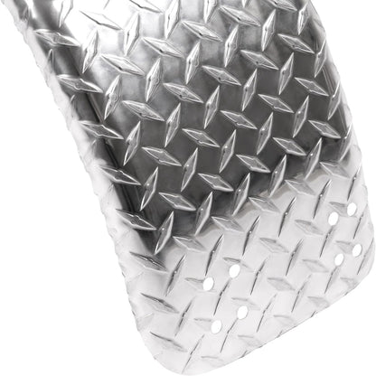 Diamond Plate Round Single Axle Trailer Fender Universal Fits Most 13"-15" Tires Aluminium Silvery 2PCS 31.48" L x 9.11" W x 15.24" H
