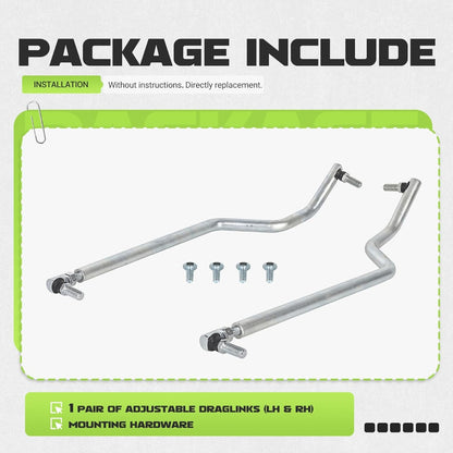 Pair Steering Drag link Tie Rod Compatible with John Deere L100 L105 L107 L108 L110 L111 L118 L120 L130 G110 Tie Rod Set Draglink Steel Replacement for GY20491 GY20492