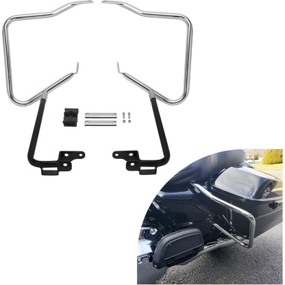 ECOTRIC Saddlebag Bracket Guard Bars Compatible with 2014-2024 Harley Davidson Touring Street Road Glide FLH Saddle Bags Guard Support Bar Mount Chrome & Black