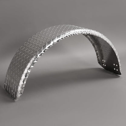 Diamond Plate Round Single Axle Trailer Fender Universal Fits Most 13"-15" Tires Aluminium Silvery 2PCS 31.48" L x 9.11" W x 15.24" H