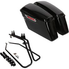Hard Saddlebags w/Conversion Brackets  for  Harley Softail Fatboy Heritage 1984-2017 Fat Boy Deluxe Motorcycle Saddle Bags Black - 2 Packages