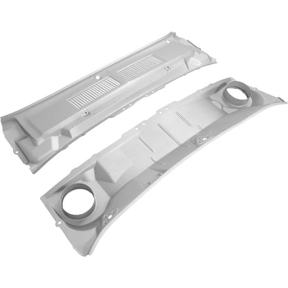 Windshield Wiper Cowl Panel Set (Upper+Lower) Compatible with 1967 1968 Ford Mustang - 2 Pcs Steel Air Inlet Cover Cowl Vent Grille Powder Coated Gray