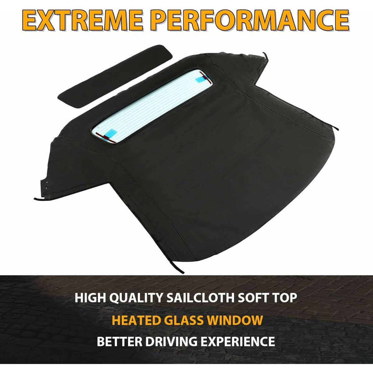 Soft Top for 1998-2004 Chevy Chevrolet Corvette C5 Convertible Top Black Sailcloth Vinyl with Heated Glass Window